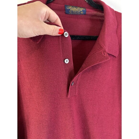 VTG 80s Brooks Brothers Merino Wool Lightweight Knit Collared Sweater - Picture 4 of 8